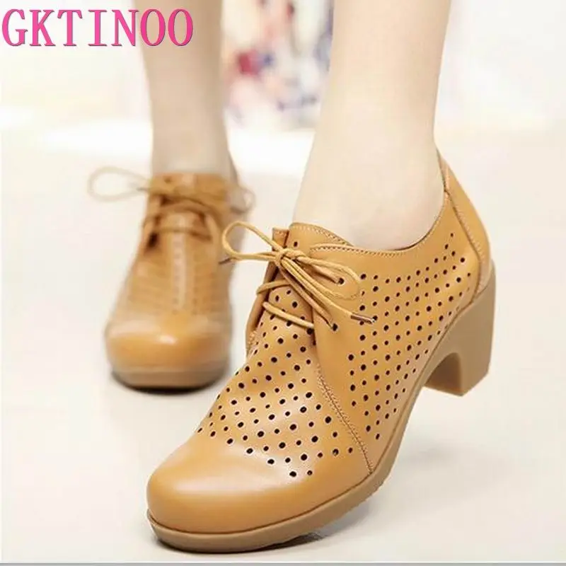

Large size 33-42 women shoes fashion retro lace-up high heels shoes round toe genuine leather spring women pumps HY14B