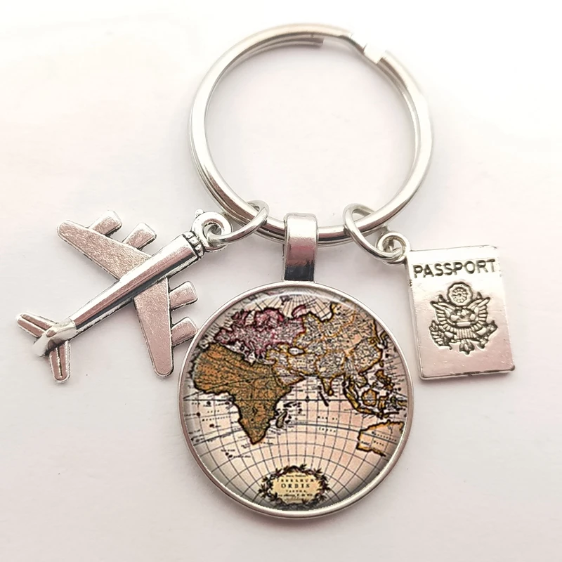 Винтажная карта мира путешествий Карта города брелки Нью-Йорк Флоренция