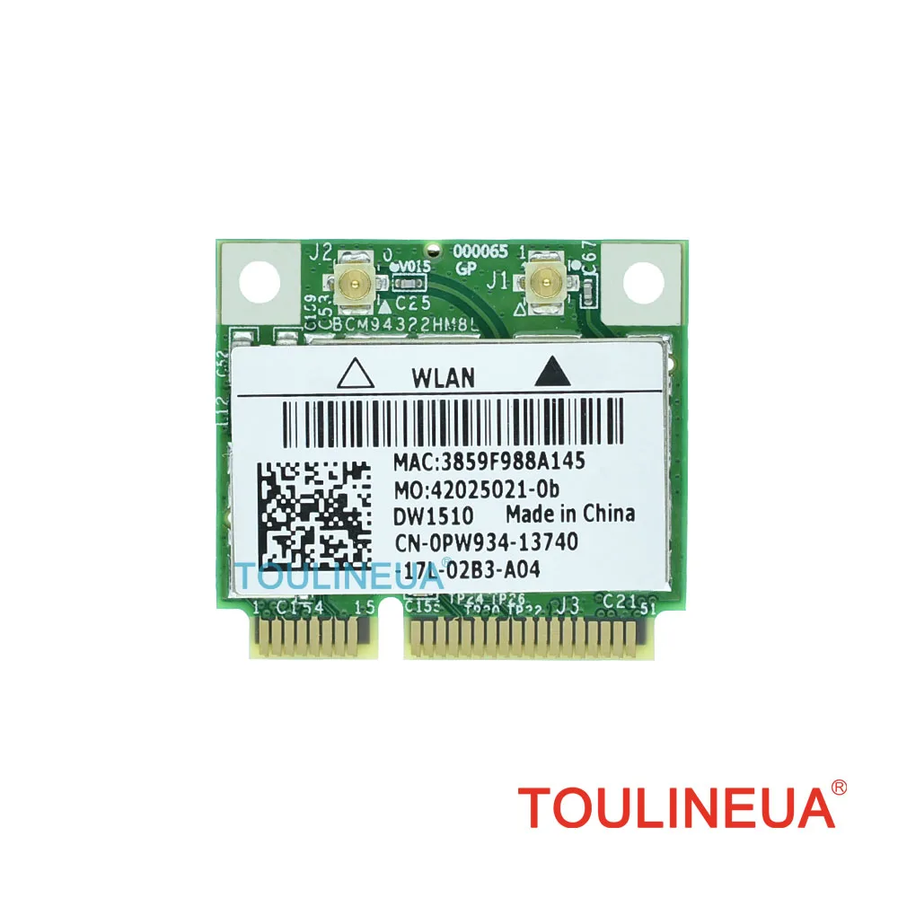 Беспроводная сетевая карта BCM94322HM8L DW1510 BCM4322 беспроводная 300 м с Wi Fi и Бесплатные