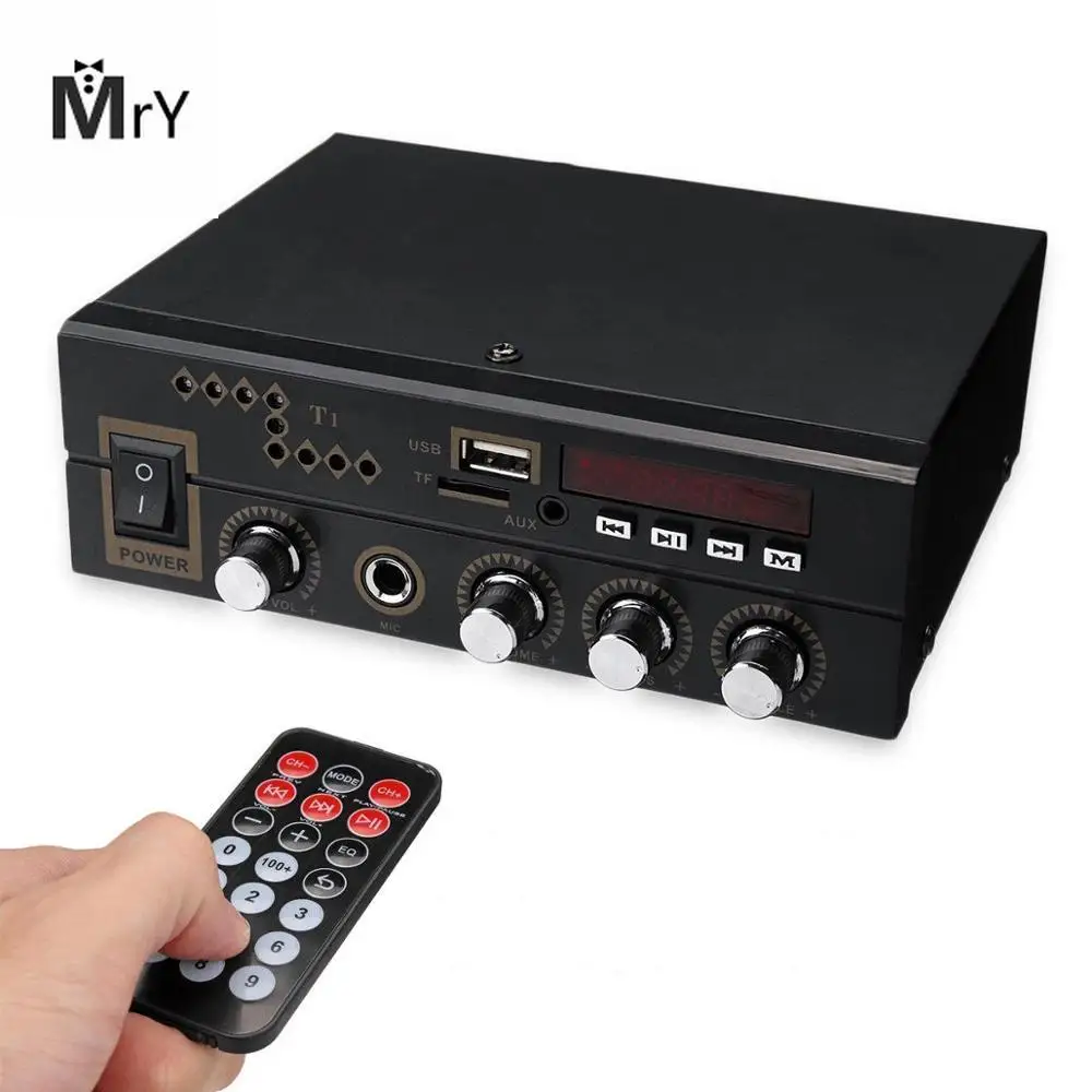 Домашний цифровой аудио усилитель мощности Bluetooth 2 0 канала с микрофоном USB/TF/FM/AUX |