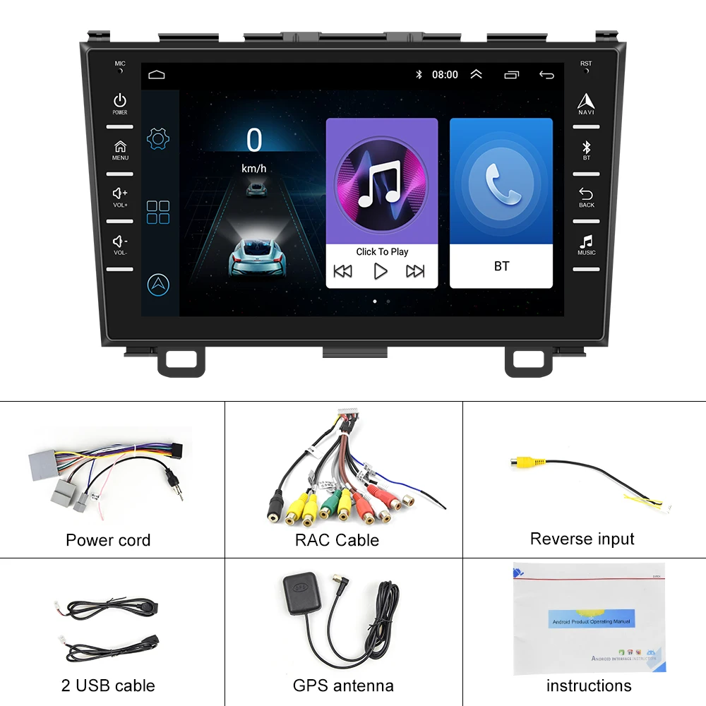 

AMPrime Android 8 Inch Car GPS Universal Radio Support Wifi Mirror link Bluetooth USB Rear View Camera For 2008-2011 Honda CRV