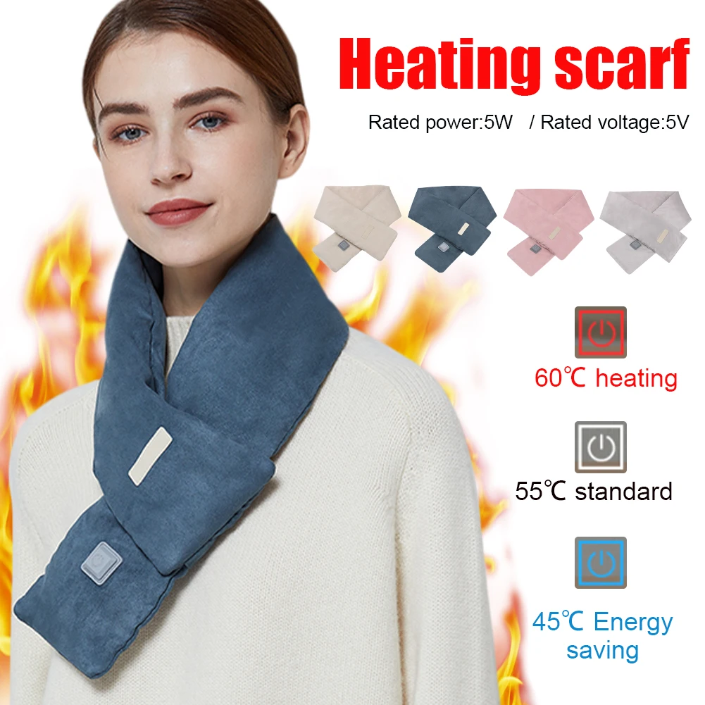 

2021 New 3 Levels Graphene Heated Scarf Winter USB Electric Heated Warm Shawl Neck Wrap With For Men And Women Fast delivery