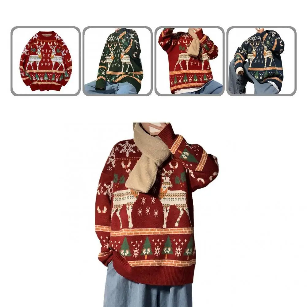 

Winter Sweater Knitted Terrific Thermal Skin-friendly New Year Sweater