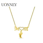 Ожерелье UONNEY из серебра 925 пробы с гравировкой, кулон для мамы