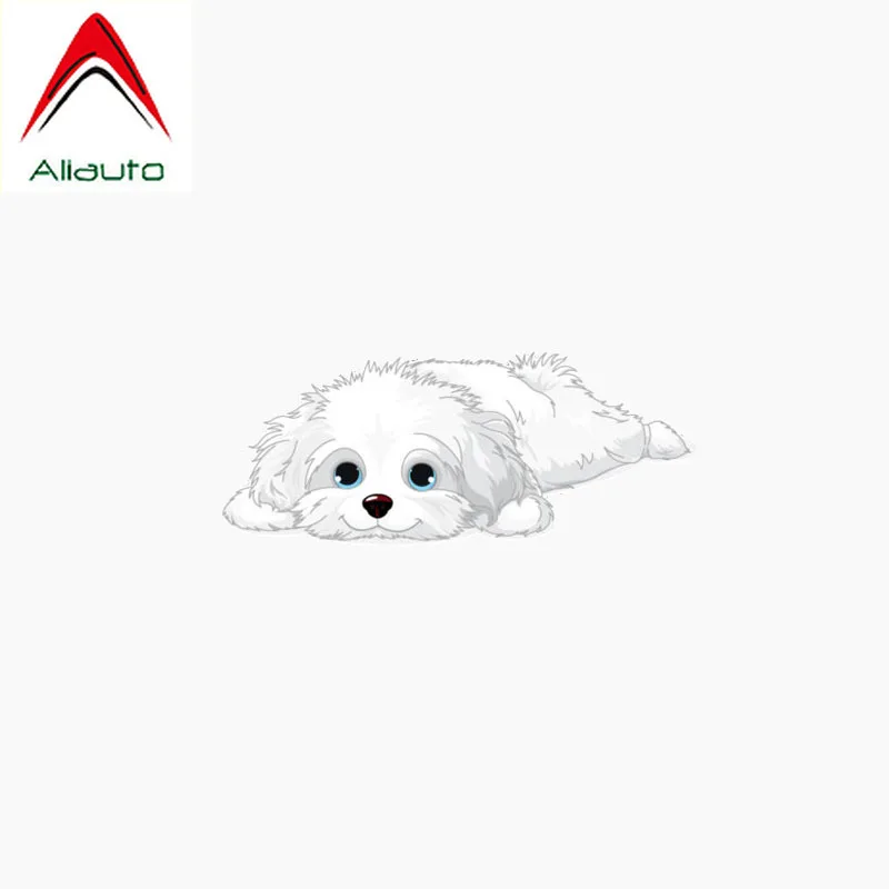 

Светоотражающая Автомобильная наклейка Aliauto, водостойкая наклейка в виде милого хаванского щенка, автомобильные аксессуары для украшения мотоцикла, 11 см * 4 см