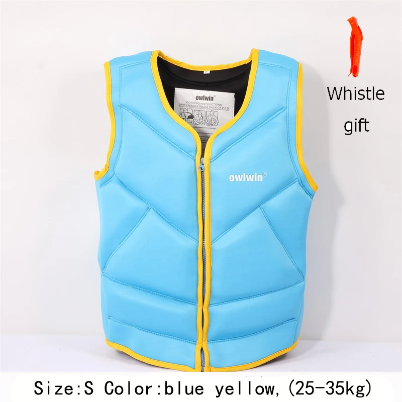 blue yellow S Модный спасательный жилет для подводного плавания, полибутадиен, резиновый спасательный жилет для детей и взрослых, одежда для плавания, катания на лодках, лыжах, вождения, Лыжный жилет - Цвет: blue yellow S