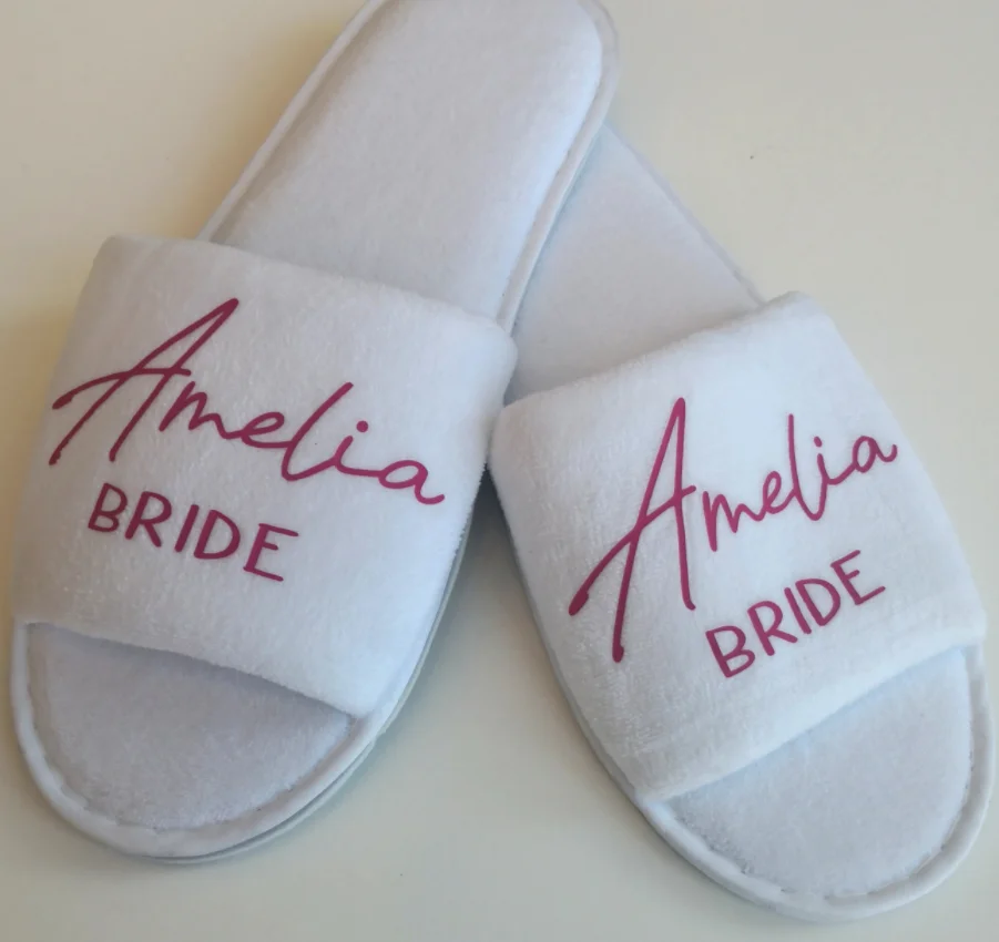Индивидуальный подарок для подружки невесты свадебные тапочки с открытым носком