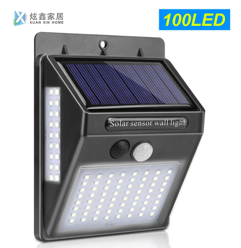 

100 светодиодный Солнечный свет открытый уличный фонарь с датчиком PIR водонепроницаемый энергосберегасветильник домашний сад ночник