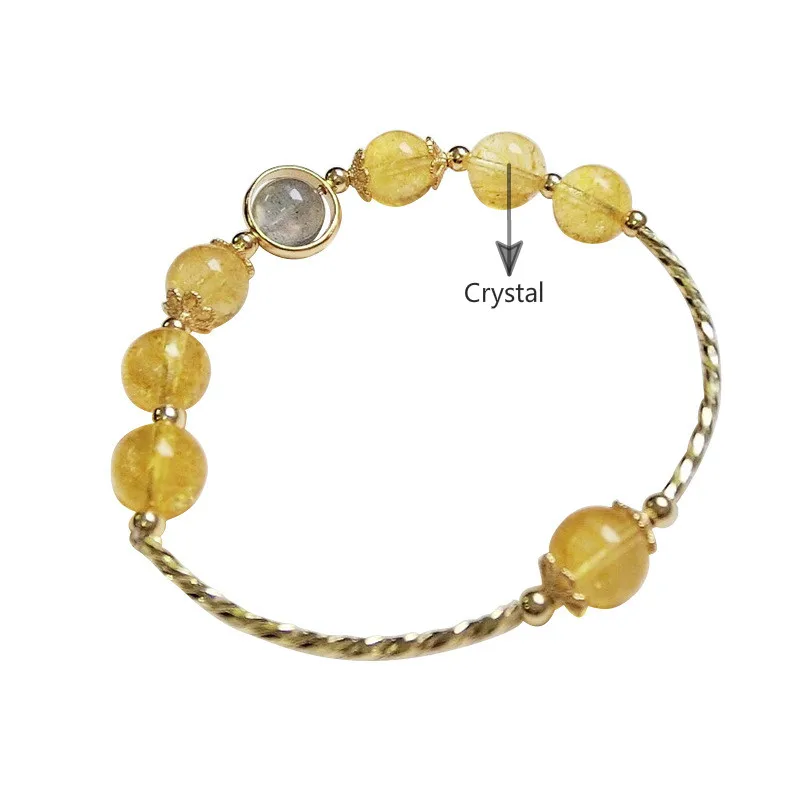 

Flyleaf 14k Gold 100% Natural Stone Citrine Bead Bracelets & Bangles Real 925 Sterling Silver Bracelets For Women Fine Jewelry