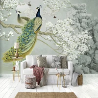 custom photo mural wallpaper 3d peacock magnolia flowers wall painting study living room background home decor papel de parede