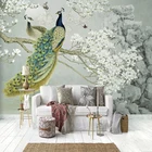 Настенные росписи по фото по индивидуальному заказу, 3D Павлин, цветы магнолии, настенная живопись для кабинета, гостиной, Декор для дома