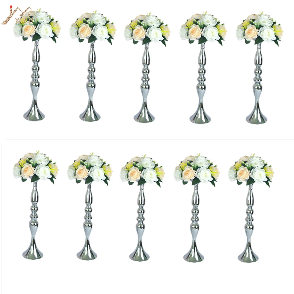 10 шт. серебряные металлические подсвечники цветочные вазы свадебный стол