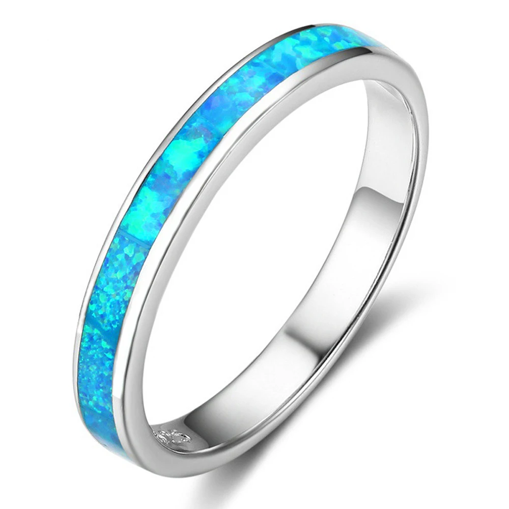 

CiNily Couples White Fire Opal 925 Sterling Silver Rings for Party Wedding Gifts Women Girl Fine Jewelry Ring