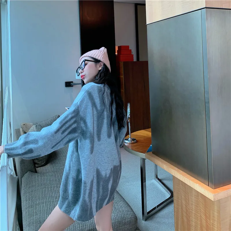 

Print Knitted Sweater Women Elegant Green Striped Oversized Pullovers Women Winter Loose Long Sweaters Streetwear Sueter Mujer