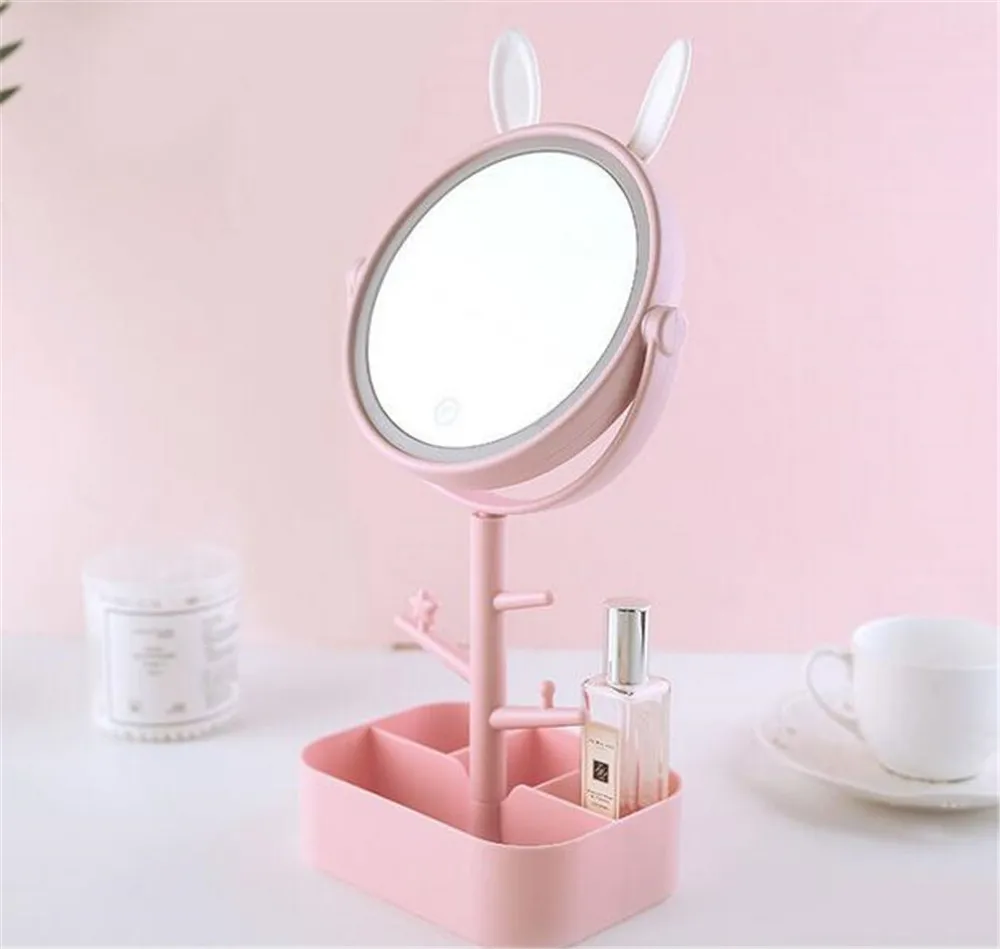 Настольное светодиодное освещение с кроличьими ушками портативный мини зеркало