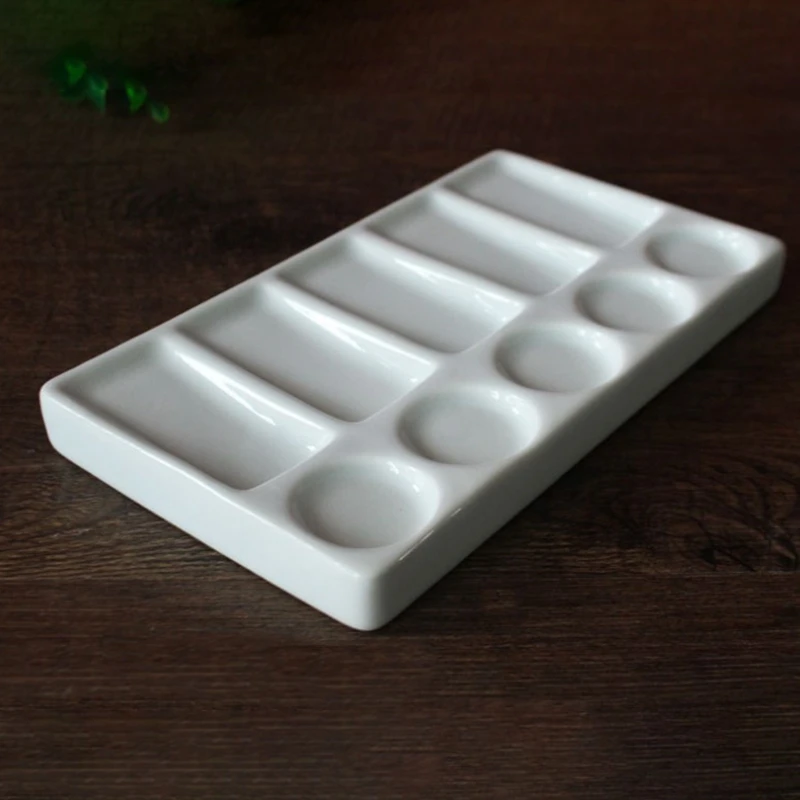 

Ceramic Artist Paint Palette 10-Hole Rectangle for Watercolor Gouache