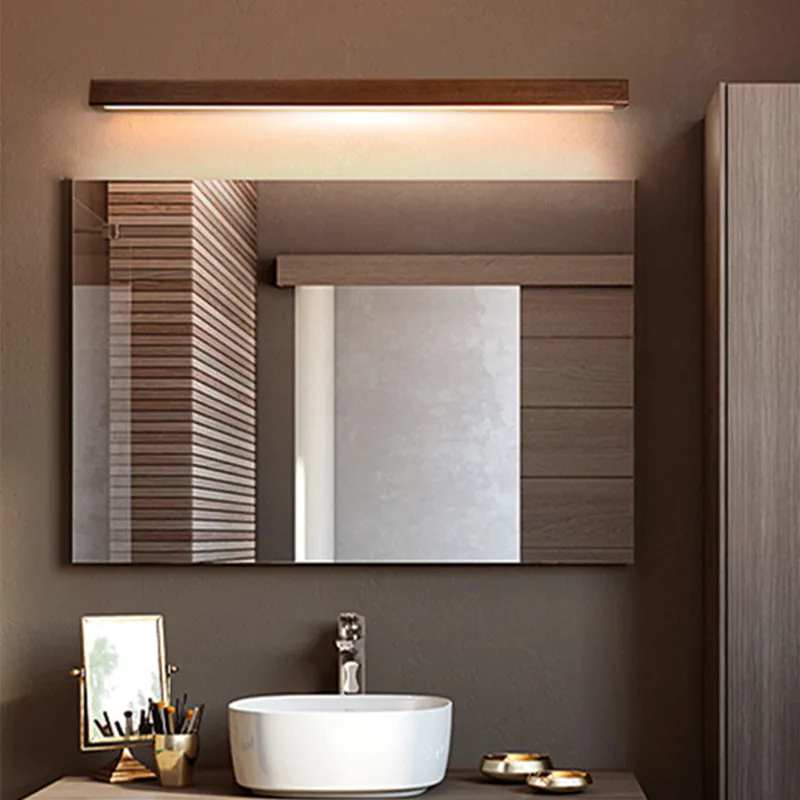 Настенный светильник орехового цвета длинная полоса современный