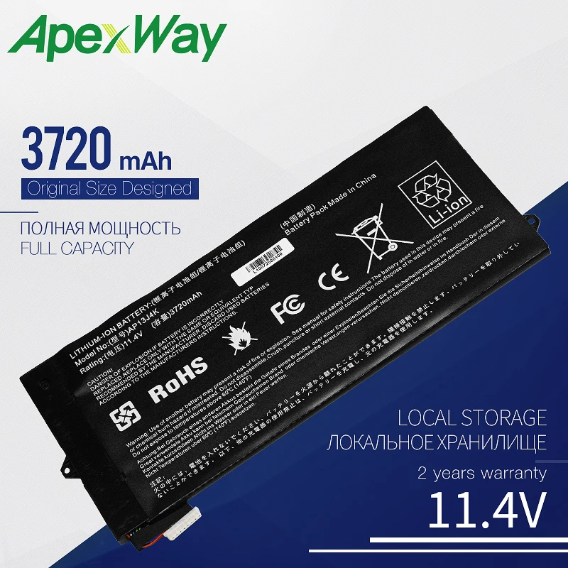 

Apexway 3720mAh 11,4 V AP13J4K Аккумулятор для ноутбука ACER для Chromebook 11 C740-C3P1 C720 C720P AP13J3K KT00304001