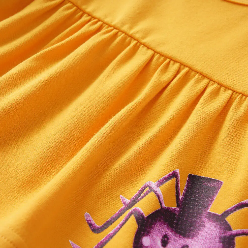 Желтые топы с тыквой на Хэллоуин для маленьких девочек комплект со штанами