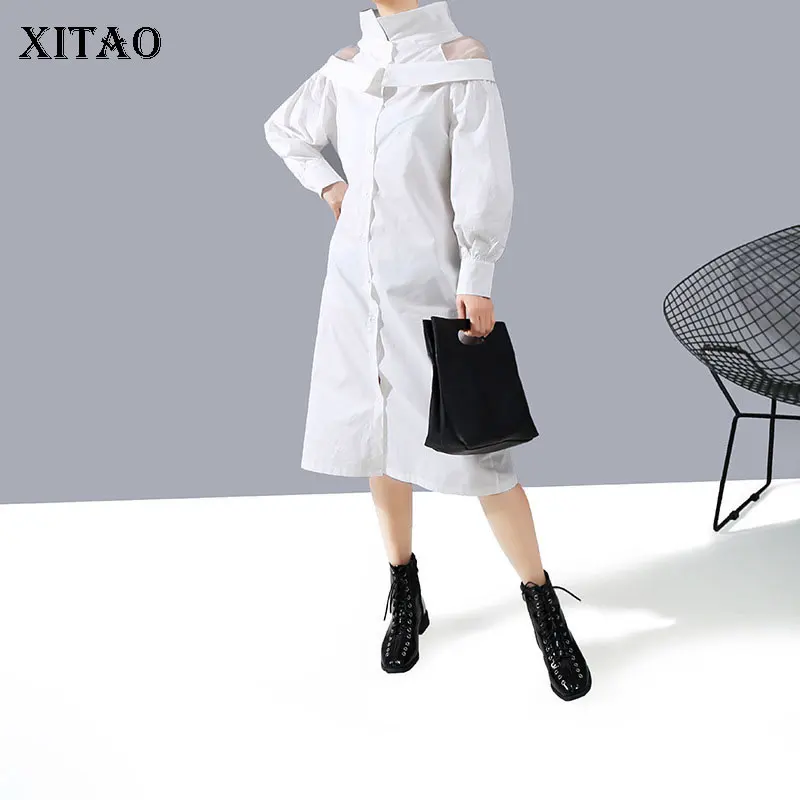 Женское Сетчатое платье XITAO однобортное в Корейском стиле с открытыми плечами и