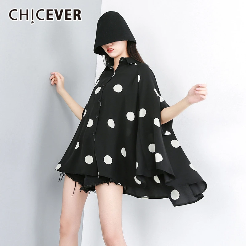 CHICEVER Корейская в горошек хит цветные женские блузки воротник с лацканами