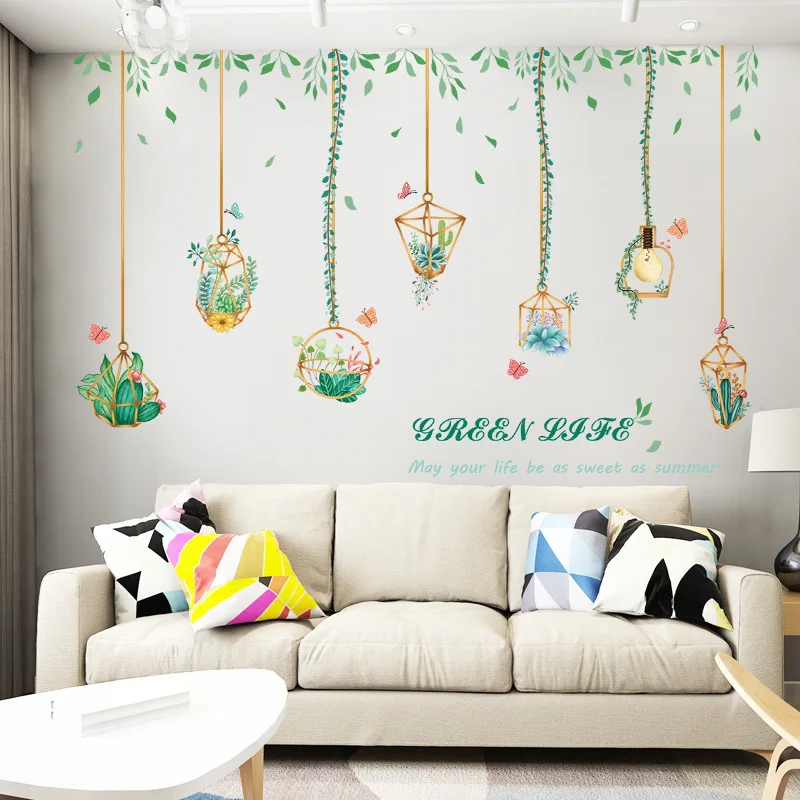 Креативная Наклейка на стену с растением для спальни декоративная настенная