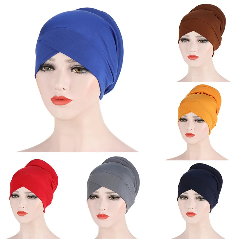 

2020 New Musilm Long Tail Scarf Hat Women Turban Chemo Cap Hair Loss Headwrap Head Cover Wrap Headwear Dubai Arab Bonnet