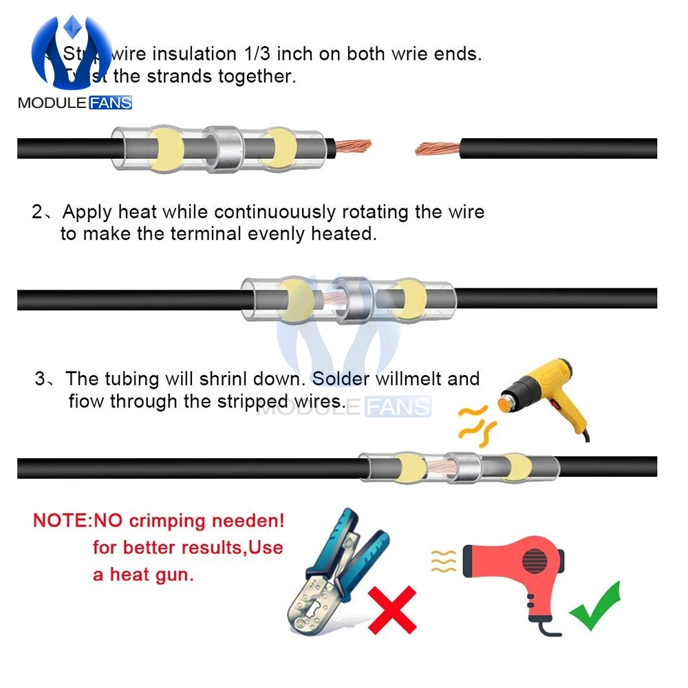 100 шт. Водонепроницаемый терм усадочная трубчатые втулки припой уплотнение с