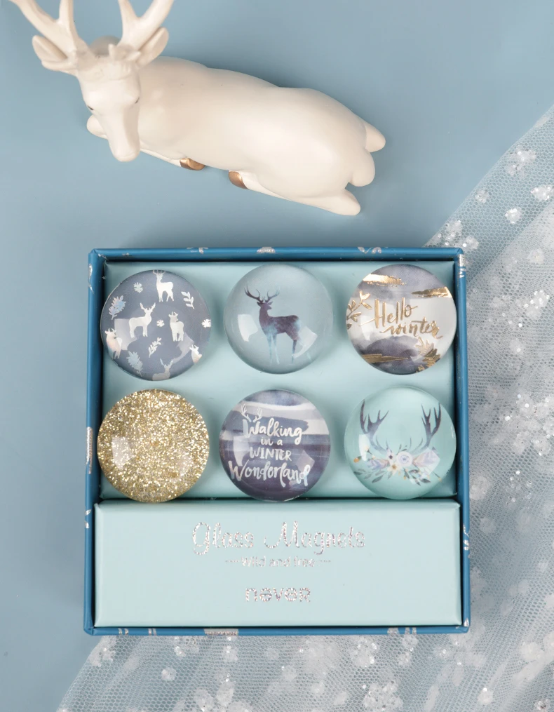Never Christmas Elk 3D магнитная доска, наклейки, стеклянные магниты, шпильки для большого пальца, офисные настенные декоративные булавки, Подарочные канцелярские товары