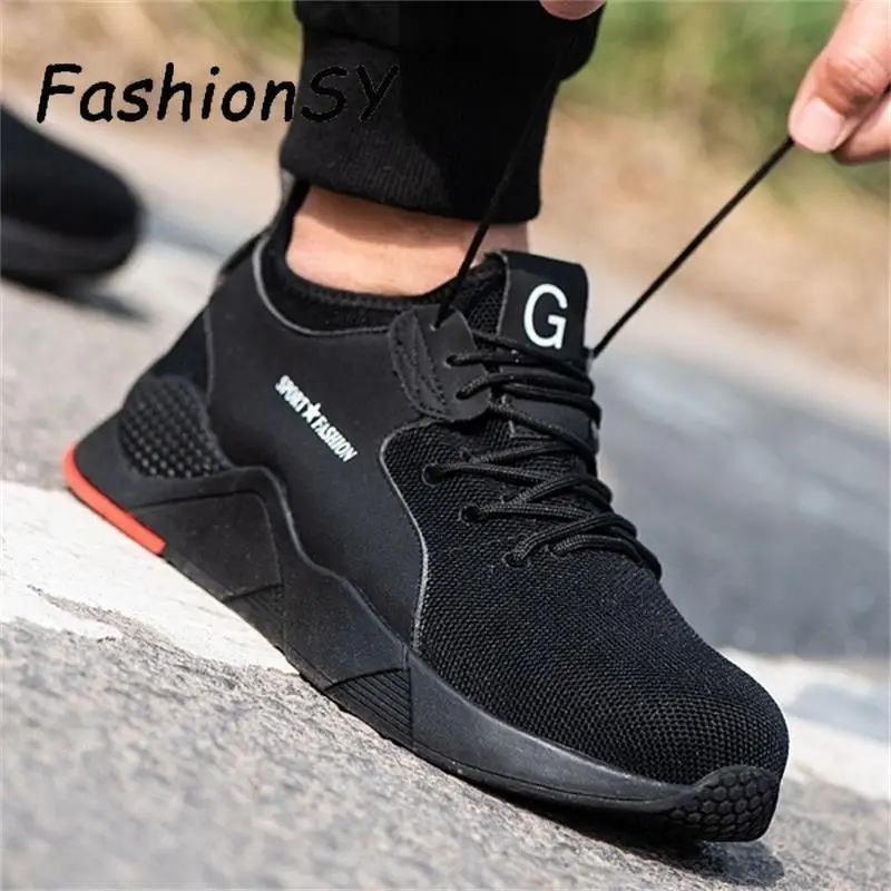 Для мужчин безопасная обувь из сетчатого материала Сталь металлический носок