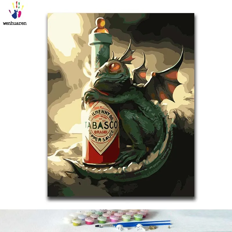 DIY картина по номерам дракона в аниме картины с комплекты 40x50 защелка|Картины