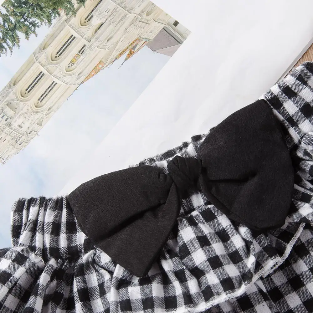 Детские черные клетчатые шорты с бантом для маленьких девочек трусы детская