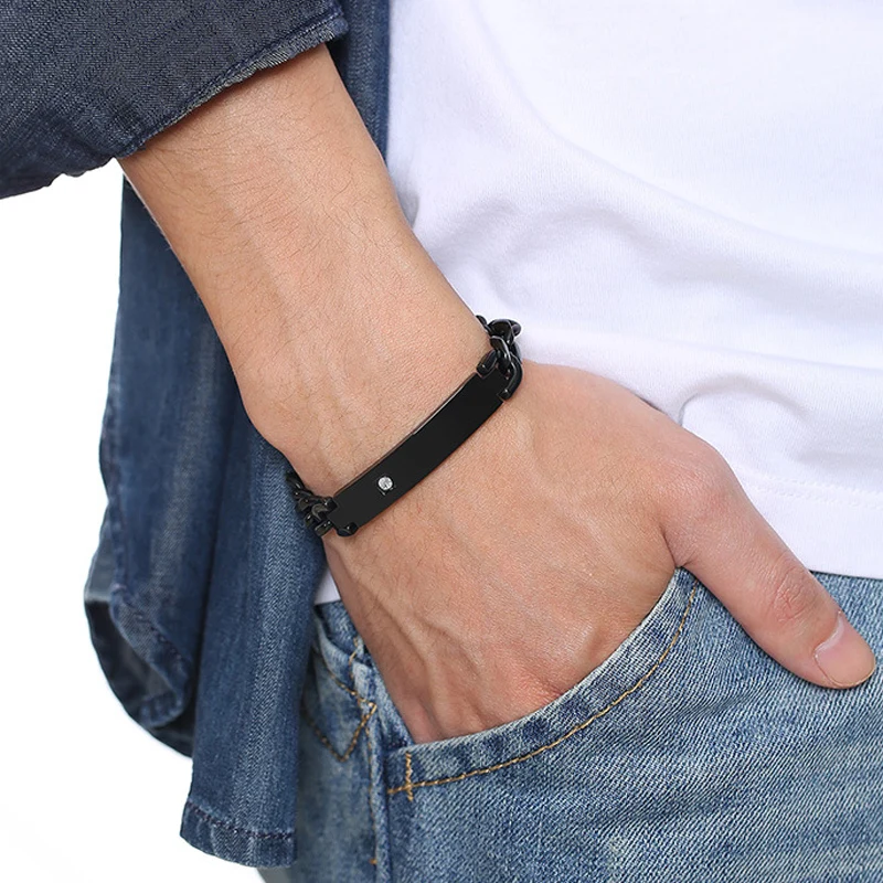 Мужской/женский браслет из нержавеющей стали с кристаллами | Украшения и