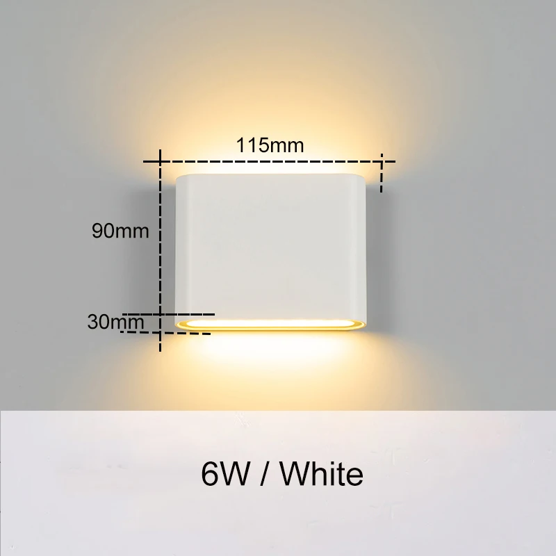 6W-White body Настенный светильник светодиодный водонепроницаемый уличный настенный светильник IP65 Алюминий 15 Вт/18 Вт светодиодный настенный светильник для помещений украшенный Настенный бра ZBW0011 - Цвет абажура: 6W-White body