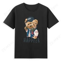 bear t shirt kawaii 2021 new anime female short sleeved animal cotton print unisex black cartoon bear top