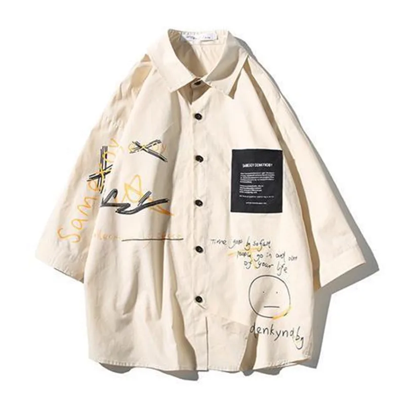 Рубашка мужская в стиле хип-хоп модная Повседневная Блузка Корейском смешная