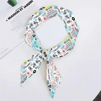 New Square Scarf Hair Tie Band For Business Party Women Elegant Cute Small Cartoon Whale Print Fashion Ladies Bag Scarves