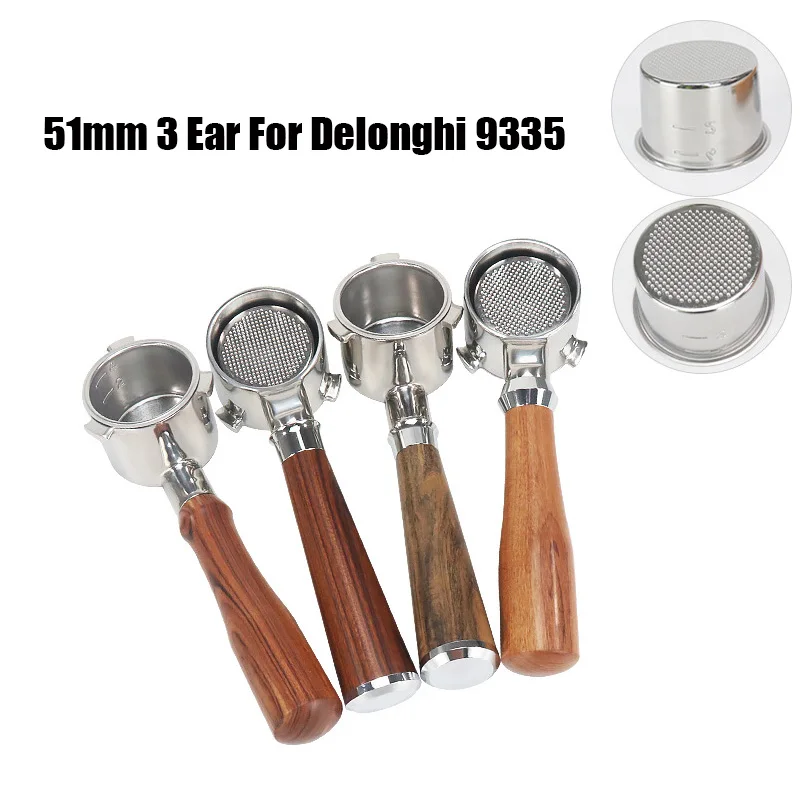 

Coffee Bottomless Portafilter for Delonghi EC9335 Filter 51MM Stainless Steel Replacement Filter Basket Coffee Accessories