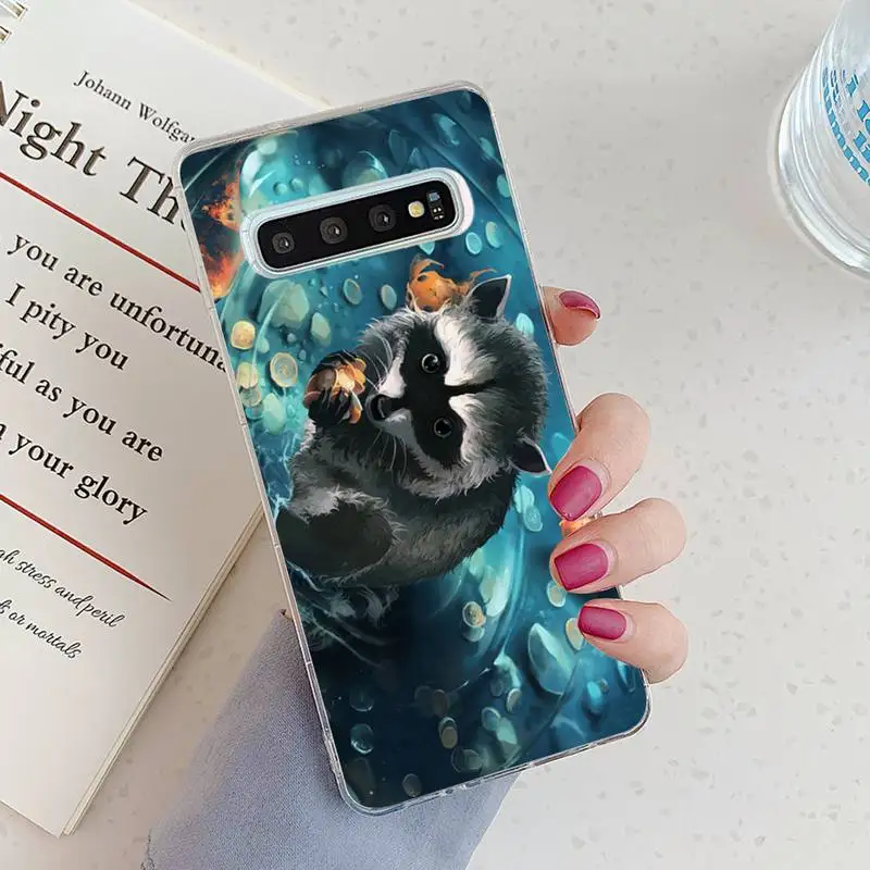 

Animal Raccoon Art Phone Case Transparent for Samsung A71 S9 10 20 HUAWEI p30 40 honor 10i 8x xiaomi note 8 Pro 10t 11