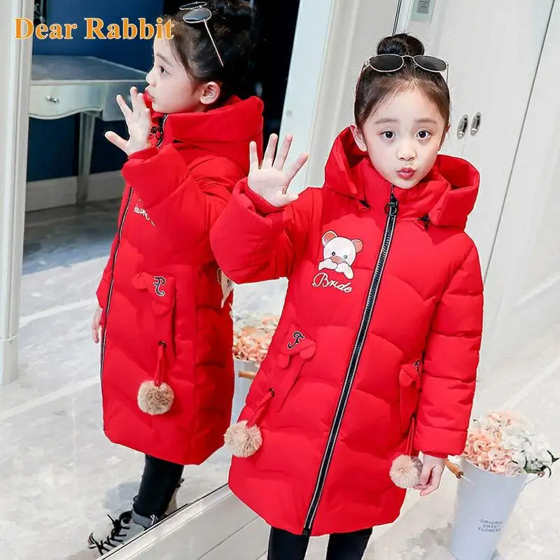 

brand Girls Winter Jacket Children Warm Coat Kids Thick Print Clothing Parka Cartoon Bear Ear Hooded Outerwear baby girl clothes