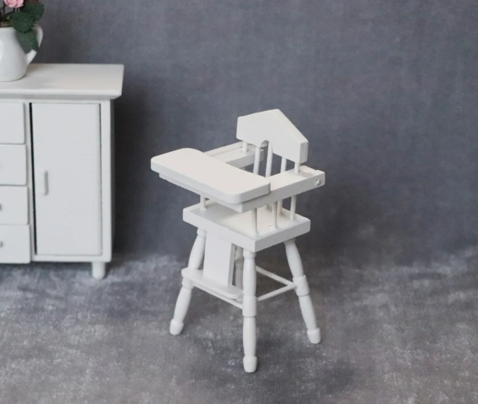 

1:12 DIY Dollhouse Furniture Wooden Miniature Art Model Children's Room Baby Crib Dining Chair Cabinet Set
