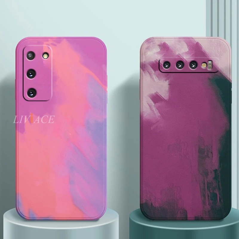 painting silicone phone case for samsung galaxy s21 s20 pro ultra fe fan edition s10 plus note 10 pro plus galaxi coque cover free global shipping