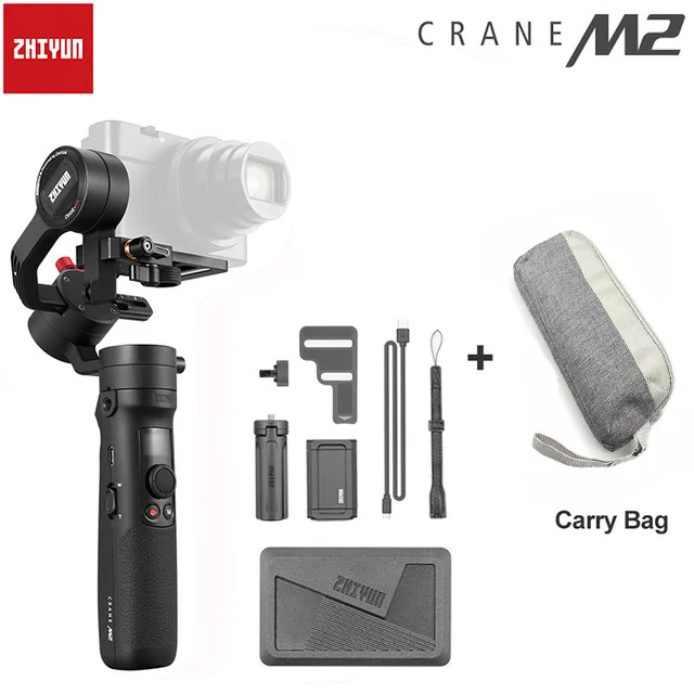 Zhiyun Crane M2 3-осевой портативный монопод с шарнирным замком Камера Стабилизатор Для беззеркальных Камера s Action pk 2 Gopro Hero 5 6 7 смартфон - Цвет: add carry bag