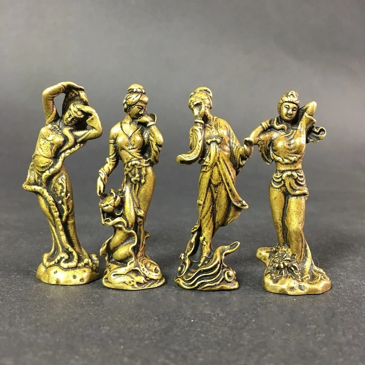 

Collection Chinese Brass Carved Four Beauties In Ancient China Mink Cicada Yang Guifei Xishi Wang Zhaojun Exquisite Statue