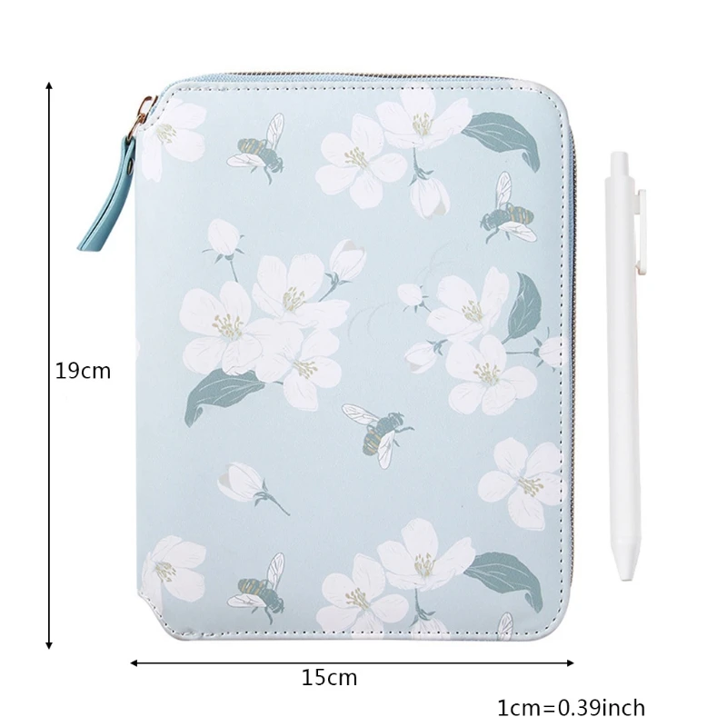 

Cartoon Flower B6 Zipper Notebook Notepad with Pen Set Leather Planner Agenda P9YA