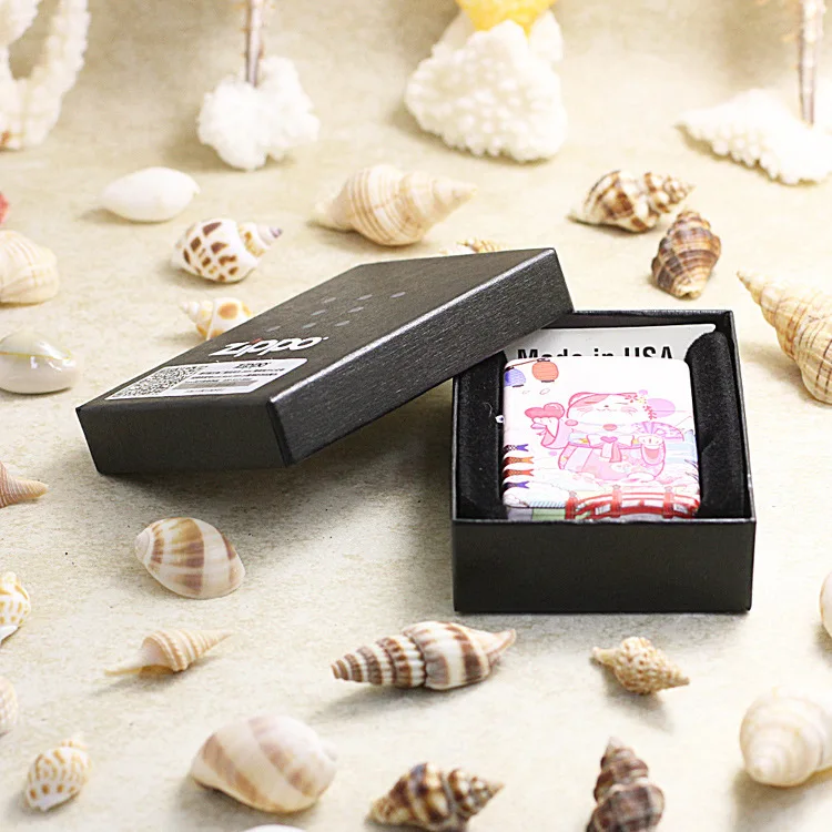 

Genuine Zippo oil lighter copper windproof Japan Pink Money Cat cigarette Kerosene lighters Gift With anti-counterfeiting code