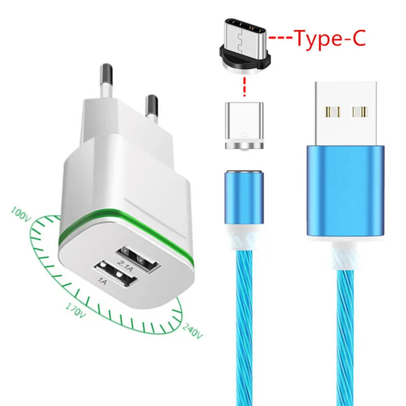 Магнитный зарядный кабель Micro USB со светодиодной подсветкой для Samsung galaxy S20 A30 Xiaomi A3