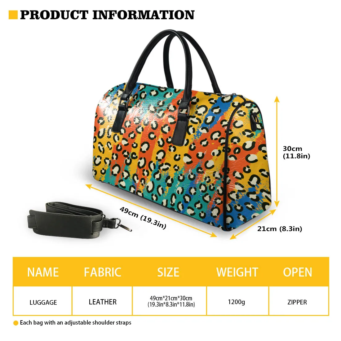 

FORUDESIGNS Women's Duffle Bag Pu Leather Travel Handbags Casual Storage Bags African Print Large Capacity Female Weekend Pouch