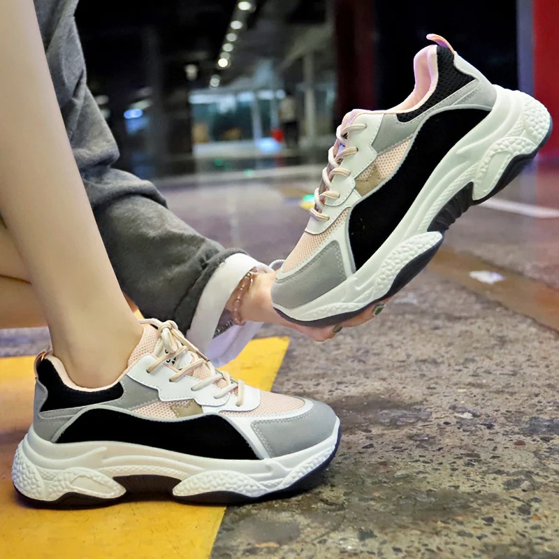 Женская Вулканизированная обувь кроссовки на платформе высокие женская женские