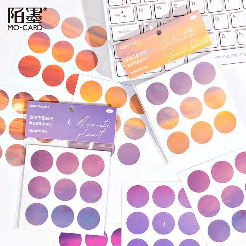 9 pcs/set dusk sky flower Journal Decorative Stickers Scrapbooking diy ins Stick Label Diary Stationery Album round | Канцтовары для